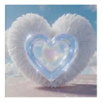 *~* Crystal Heart Angel Wings AP78  Square Acrylic Print