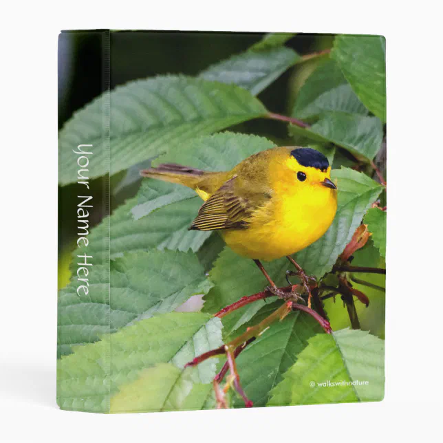 Cute Wilson's Warbler Songbird in the Cherry Tree Mini Binder