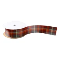 Tartan Pattern Paprika and Slate ID210 Satin Ribbon