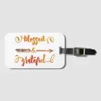 blessed and grateful thanksgiving luggage tag