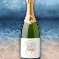 Peach Pearl Seashell Pop It When She Pops Sparkling Wine Label