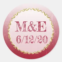 Red Crackle Personalized Wedding Stickers