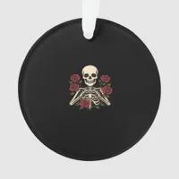 Skeleton Heart Hands With Red Roses – Romantic Got Ornament