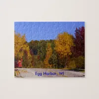 Egg Harbor, WI Fall Season with Trolley Car Jigsaw Puzzle