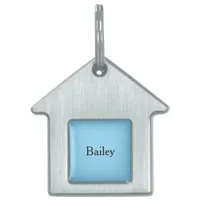 Custom Personalized Name Add Photo Art Light Blue Pet ID Tag