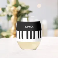 Custom Piano Keyboard Musical Instrument Music Stemless Wine Glass