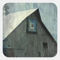 Barn Quilt Grunge Square Sticker