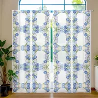 Blooming Blue Tulips Romantic Botanical Accent  Sheer Curtains