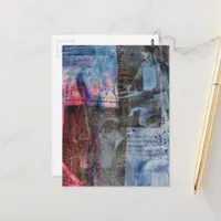 Retro Woodworking Men on a Blue and Pink Postcard