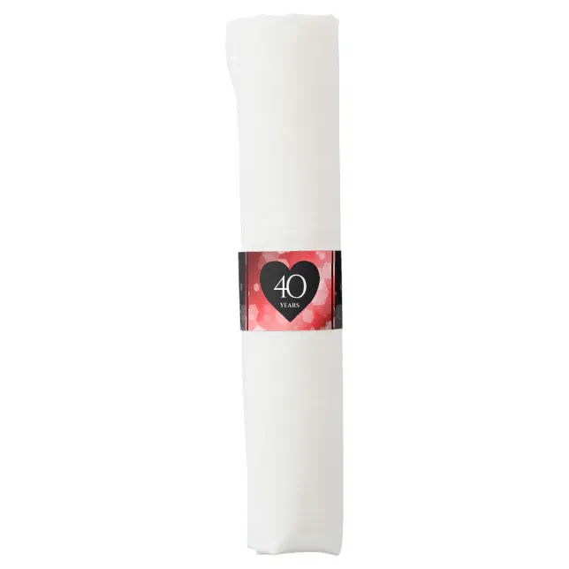 Elegant 40th Ruby Wedding Anniversary Celebration Napkin Bands