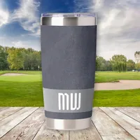 Cool Leather Metal Stripe Bold Monogram Insulated Tumbler