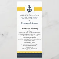 navy stripes, anchor, nautical wedding programs