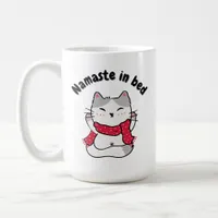 Namaste In Bed Funny Winter Kitty Yoga Coffee Mug