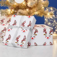 Adorable Deer Face Ornaments on Antlers Wrapping Paper