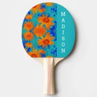 colorful orange sunflowers stylish modern art  ping pong paddle