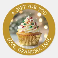 A  Christmas Cupcake Personalized Food Label