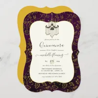 Old Gold Elegance Quinceañera Invitation
