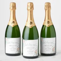 Best Day Ever Coral and Teal Seashells Sparkling Wine Label