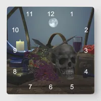Spooky Still Life in Moonlight Square Wall Clock