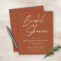 Budget Modern Terracotta Bridal Shower Invitation