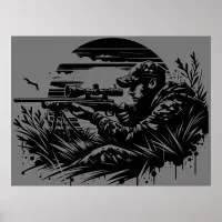 Rifle Hunting Fanatics Black & Grey | Poster