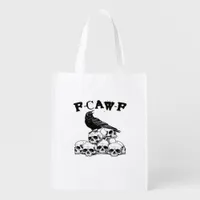 Gothic Crow F Caw F Raven Skull Halloween Graphic  Grocery Bag