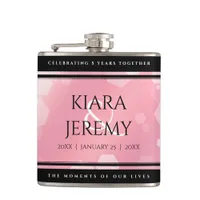 Elegant 2nd 5th Rose Quartz Wedding Anniversary Flask