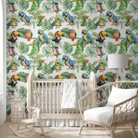 Parrots birds tropical pattern wallpaper 