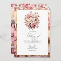 Chic Pink and Gold Floral Design Invitation