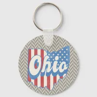 Vintage Ohio Distressed Geometric Masculine Keychain