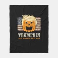 Halloween Trumpkin Vintage Us Flag Funny Fleece Blanket