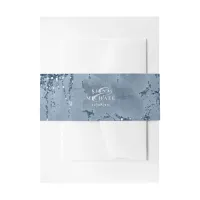 Stone Glitter Wedding Dusty Blue ID647 Invitation Belly Band