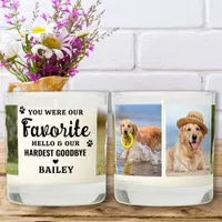 Dog Memorial Custom 4 Pet Photos Favorite Hello Scented Candle