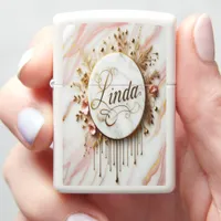 Linda's Golden Floral Wreath Zippo Lighter