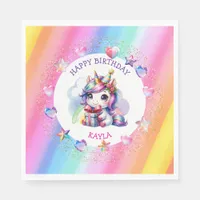 Personalized Girl's Birthday Unicorn Napkins