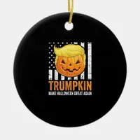 Make Halloween Great Again Trumpkin Funny Hair Pum Ceramic Ornament