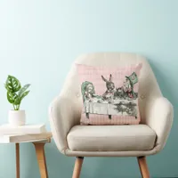 Alice Tea Party Vintage Throw Pillow