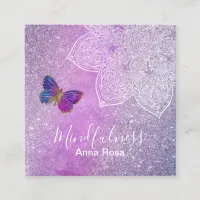 ** Meditation .  Yoga Reik Mandala Butterfly Square Business Card