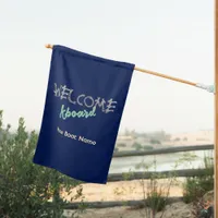 Welcome Aboard Boat Navy Blue Nautical Reversible House Flag