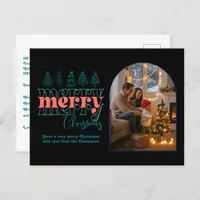 Tropical Pop Cozy Arch Photo Merry Christmas Holiday Postcard