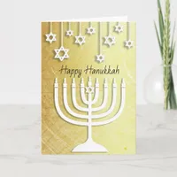 Gold and White Menorah Happy Hanukkah Card