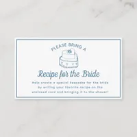  Recipe Request Card for Bridal Shower Dusty Blue