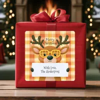 Cute Reindeer Merry Christmas Custom Gift Stickers