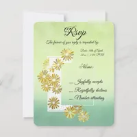 Golden Daisy Dream Elegance Romance Vintage Chic RSVP Card