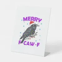 Funny Crow Christmas Classic Vintage Style Pedestal Sign