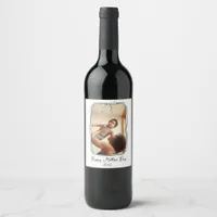 Cute Hand Drawn Bow Simple Mother's Day Photo Wine Label