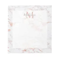 Stylish Rose Gold Foil Marble Monogram Notepad