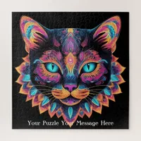 Neon Mandala Cat Jigsaw Puzzle