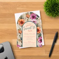 Floral sweet sixteen invitation transparent