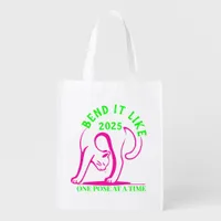 Bend It Like 2025: Yoga Cat Fun Grocery Bag